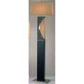 Nova Half Moon- Floor Lamp- Dark Brown Wood & Brushed Nickel With Etruscan Gold Shade 1736